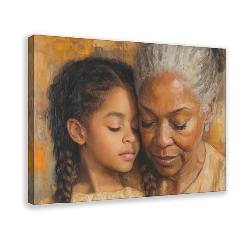 Afrocentric Portrait - Warm Tender Painting of Grandmother & Granddaughter,