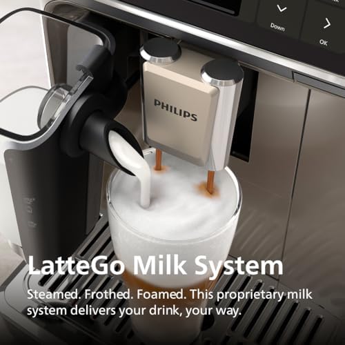 PHILIPS 5500 Series Fully Automatic Espresso Machine, LatteGo Milk System, Integrated Grinder, 20 Hot & Iced Coffee Pre-Sets, Quick Start, SilentBrew, 15-Bar Pressure, Grey Chromed (EP5544/90) - 3