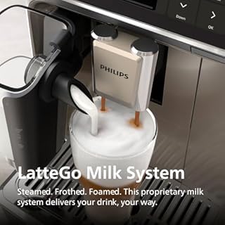PHILIPS 5500 Series Fully Automatic Espresso Machine, LatteGo Milk System, Integrated Grinder, 20 Hot & Iced Coffee Pre-Sets, Quick Start, SilentBrew, 15-Bar Pressure, Grey Chromed (EP5544/90)