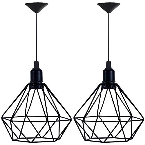 Kit 2 Lustres Pendente Aramado Diamante Preto - Decora na Net