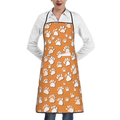 Tcoay Pata de perro, Delantal de cocina ajustable con bolsillos, Delantales de cocina Delantal de chef impermeable Delantales ajustables con pechera