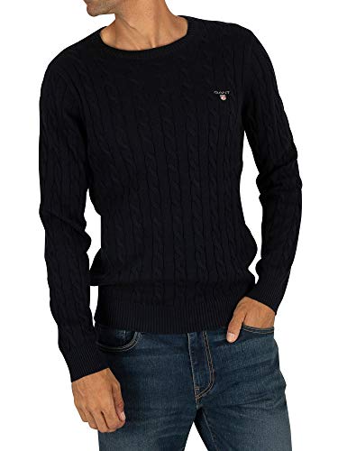 GANT Mens Cable C Neck Evening Blue Sweater Evening Blue M