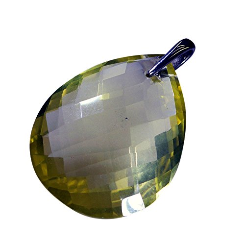 Pendentif quartz citron véritable en argent 925 fait main avec une finition serti clos élégante