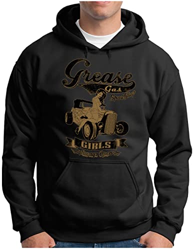 Sweat à capuche pour homme motif Pin Up Girls et voiture rétro OM3 XXL