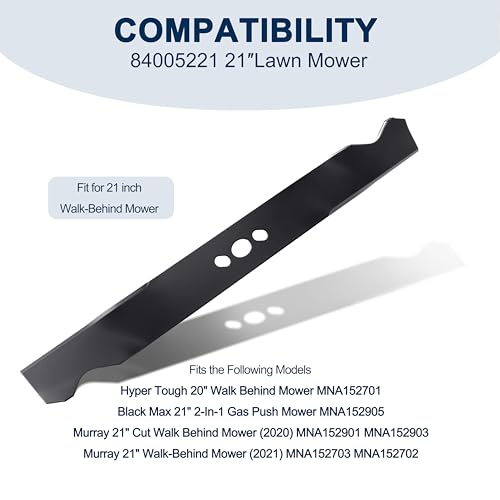 LikeLion 2 Pack Lawn Mower Blade 21" ，Compatible with HyperTough Murray Blackmax MNA152701 MNA 152901 MNA 152903 MNA152905 Push Mower， Lawn Dethatcher Blade Replaces Parts 84005221 2105200317 - Thumbnail 2