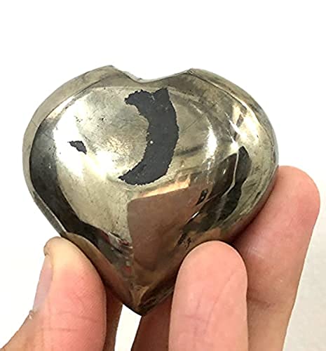 CRYSTALMIRACLE Golden Pyrite Heart Shape Rock Crystal Healing FOOL'S Gold Gemstone Reiki FENG Shui Gift Psychic Energy Aura Meditation Peace Strength Power