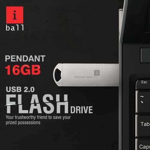 Image of iBall Pendant 16 GB USB 2.0 Flash Drive OS Compatibility with Windows and Mac (Silver)