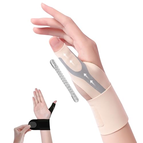 GOKEI 手首サポーター 親指サポーター 【理学療法士推薦】 腱鞘 薄手 軽量 加圧 親指 固定 手首 サポート 親指付け根サポーター 薄型 指プロテクター 腱炎 左手用 右手用 男女兼用 メンズ レディース ベージュ右手 M