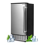 ICEPURE Under Counter Ice Maker with Drain Pump, Built-in 15 inch Wide, 85 lbs/24H Freestanding Commercial Ice Machine, Auto-Cleaning, 24H Timer 26 lbs Storage Stainless Steel, Silver Gray