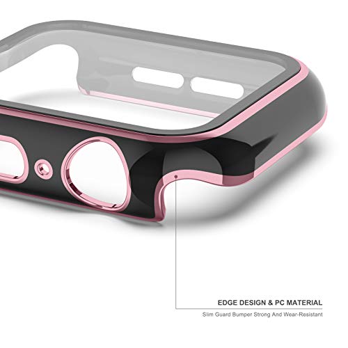 Image of Adepoy Case with Tempered Glass Screen Protector, Compatible with Apple Watch Series 3 /2 /1 42mm, All-Around Ultra-Thin Bumper Full Cover Hard PC Protective Case for iWatch Accessories