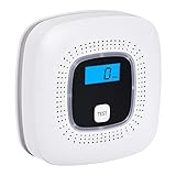Scondaor CO Melder mit Digitalanzeige, Kohlenmonoxid Warnmelder mit Prüftaste und LED-Statusleuchte, Batterie austauschbar, EN 50291 Zertifiziert
