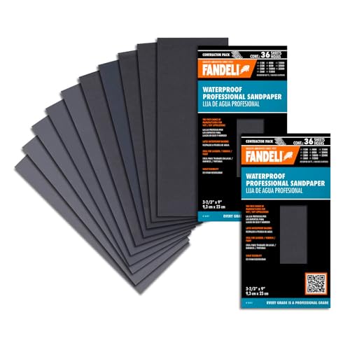 Fandeli- Multi-Purpose Sanding Paper | Assorted Grits (from 120 to 2500) | 72 Sheets of 23 x 9,3 cm...