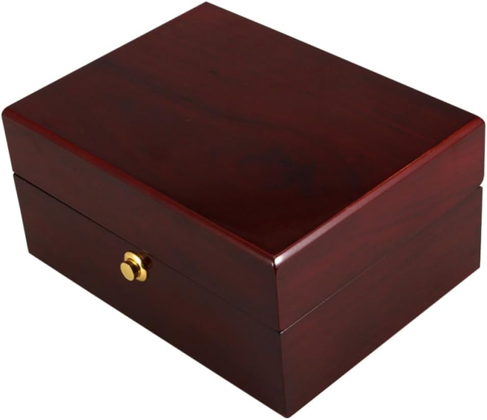 Brown Wood Watch Case Organizer with Single Grid and Removable Pillows