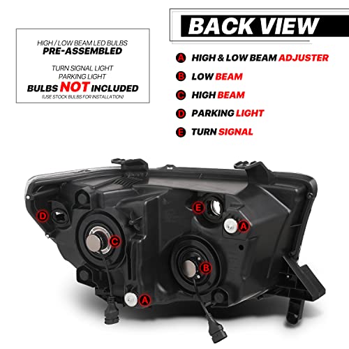 M-Auto Headlight Headlamp Assembly W/ 4 Pre-Assembled 6000K Led Bulbs Compatible With 07 08 09 10 11 12 13 Toyota Tundra / 08-17 Sequoia, Oe Style Left+Right Chrome Housing Clear Corner Head Lamps #TOP5