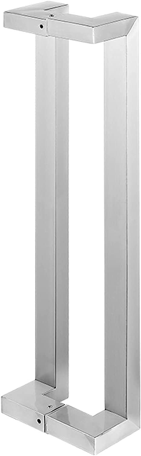 BHGFYXBS Double Sided Barn Door Handle, Commercial Rectangle Flat Shape Stainless Steel Push Pull Door Handles For Glass Door,Silver-60Cm/24In,Silver-60cm/24in