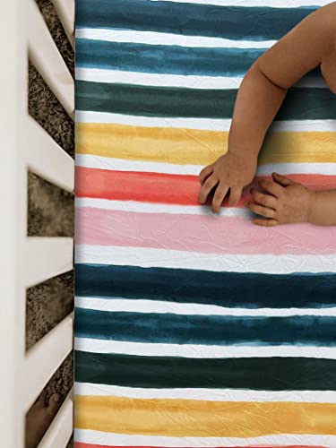 Image of Soft Fitted Crib Sheet, Stretchy and Breathable Toddler Crib Sheet for Boys and Girls, Fits Standard Crib and Toddler Mattress (Rainbow)