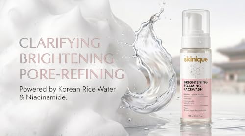 Image of Brightening Foaming Face Wash with 2% Salicylic Acid, Rice Water & Niacinamide | Brighten - Hydrate - Soothe | Gentle Daily Cleanser for Oil Control, Pore Cleansing | Hydrating Face Wash for Men & Women | 100ml