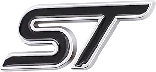 KaberTrade 3D ST Car Sticker Sign Car Body Metal Sticker Decal Car Accessories (Black & Silver) - 1 Piece - KaberTrade