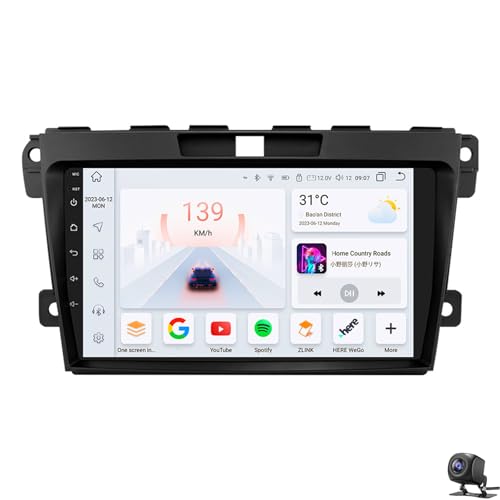 Estéreo Android 14 para Ma-zda CX7 2008-2015 CarPlay inalámbrico Android Auto 9 pulgadas HD Pantalla táctil EQ Audio 5G WiFi GPS Mirror Link SWC Cámara de respaldo AHD Radio de coche Canb(Color:S8)