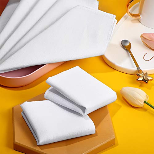 Image of Leinuosen 100 Pcs White Handkerchiefs for Men, 8.3 inch Cotton Hankie Bulk Set, Classic Pocket Square for Wedding, DIY Embroidery