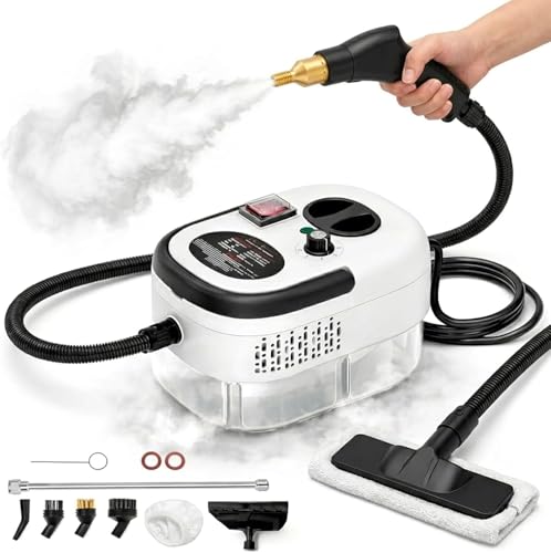 pulitore a vapore portatile 2500w ad alta pressione – 6 velocità regolabili, serbatoio 1200 ml, 3 testine incluse – ideale per casa, cucina, bagno, finestre e auto