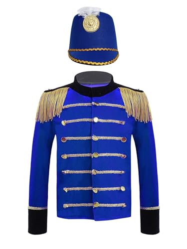 Boys Circus Drummer Trumpet Tassels Jacket Coat with Hat Ringmaster Outfit for Performance
