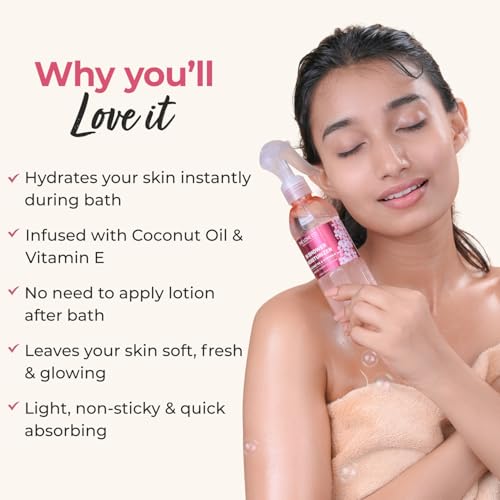Image of The Love Co Japanese Cherry Blossom In-Shower Moisturizer | Body Lotion-Like Hydration Spray | Fast-Absorbing, Non-Greasy Shower Moisturizer for Dry Skin | Coconut Oil & Shea Butter | 250ml