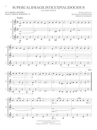 Flex-Pops for Winds – Disney Sheet Music for B-Flat Clarinet, Trumpet, Bass Clarinet and Baritone T.C. | 3-Part Ensemble Songbook Grade 3 with 16 Disney Favorites for Students and Small Groups - Image 5