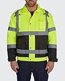 Utility Pro UHV562-M UHV562 Mens High-Vis Safety Quilted Lined Bomber Jacket with Waterproof Dupont...