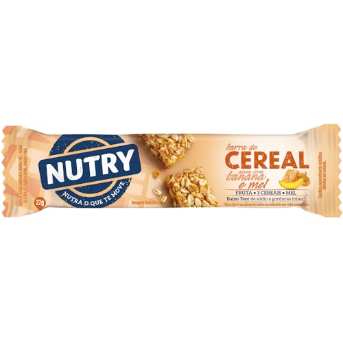 Barra de Cereais Nutry Aveia com Banana e Mel 22g - Com 3 Cereais, Fruta e Mel