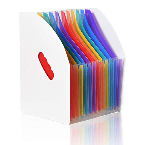 Lemical Desktop Expanding File Holder 13 Rainbow Pockets Portable File Folder A4 File Organizer Self Standing Accordion Document Storage Box High Capacity Filling For Home & Office & School #TOP6