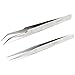 Produktbild Beste Wimpern Pinzette für Wimpernverlängerung - Gerade und gebogene spitzen Pinzette - Professionelle Edelstahl Präzisionspinzette Set - 2 Stück - Silber - von NIPOO