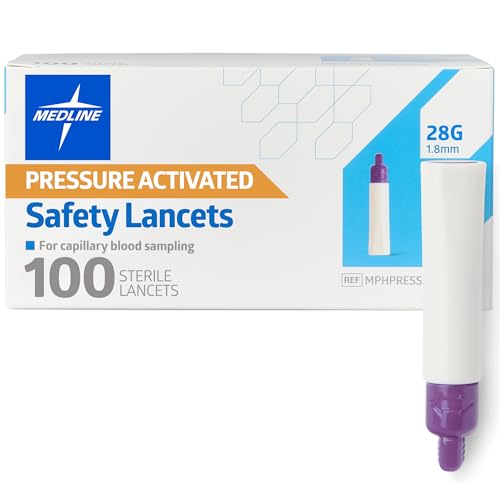 Sterile Safety Lancet with Pressure Activation, 28G x 1.8 mm,100,Box,MPHPRESS28Z