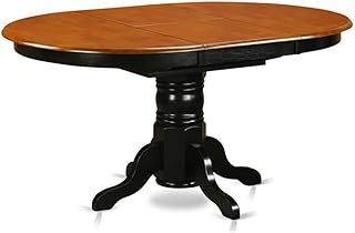 East West Furniture AVT-BLK-TP Avon Kitchen Dining Table - an Oval Wooden Table Top with Butterfly Leaf & Pedestal Base, 42x60 Inch, Black & Cherry