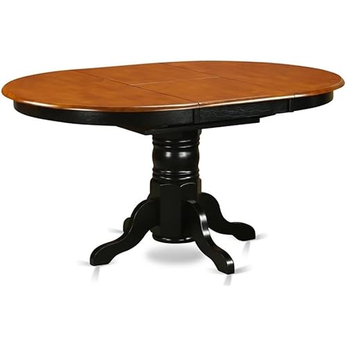 East West Furniture Avon Oval Wood Butterfly Leaf Dining Table in Black/Cherry