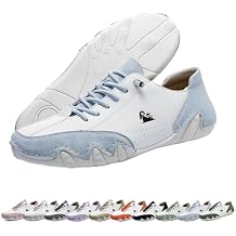 Italian Handmade Low Beck Shoes for Men Women, Non-Slip Breathable Retro Color Blocked Fashion Sneakers Outdoor Lightweight Slip on Barefoot Casual Shoes for Hiking & Driving  Color White+light blu