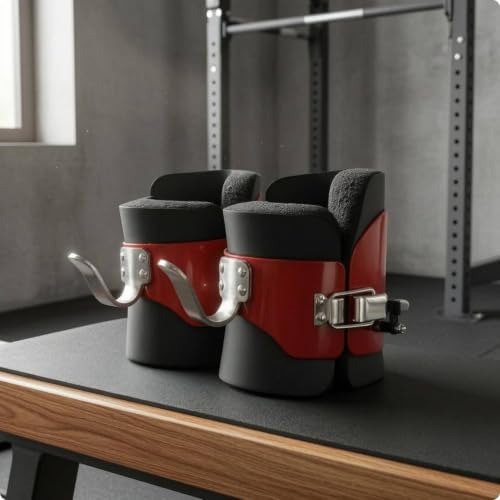 Hard Shell Hanging Ankle Cuffs Foam Inversion Cuffs Metal Hook Padded Ankle Cuff Curved, Black 2-Pack - Image 5