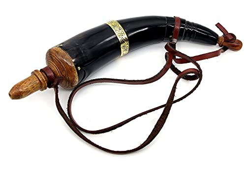 5Moonsun5'S Hand Carved Powder Horn With Leather Strap And Brass Ring For Civil War Re-Enactment Colonial Black Powder Civil War Repro Revolutionary - Mountain Man #TOP4