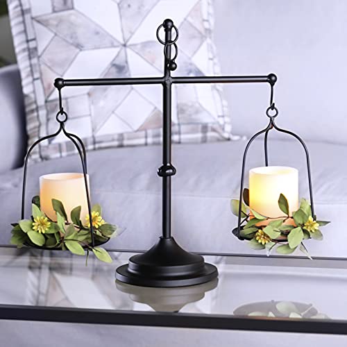 The Lakeside Collection Functional Rustic Farmhouse Balancing Scale Candle Holder - Unique Metal Home Decor Table Centerpiece For Study, Patio, Coffee Table, Kitchen, Dining Or Living Room #TOP4