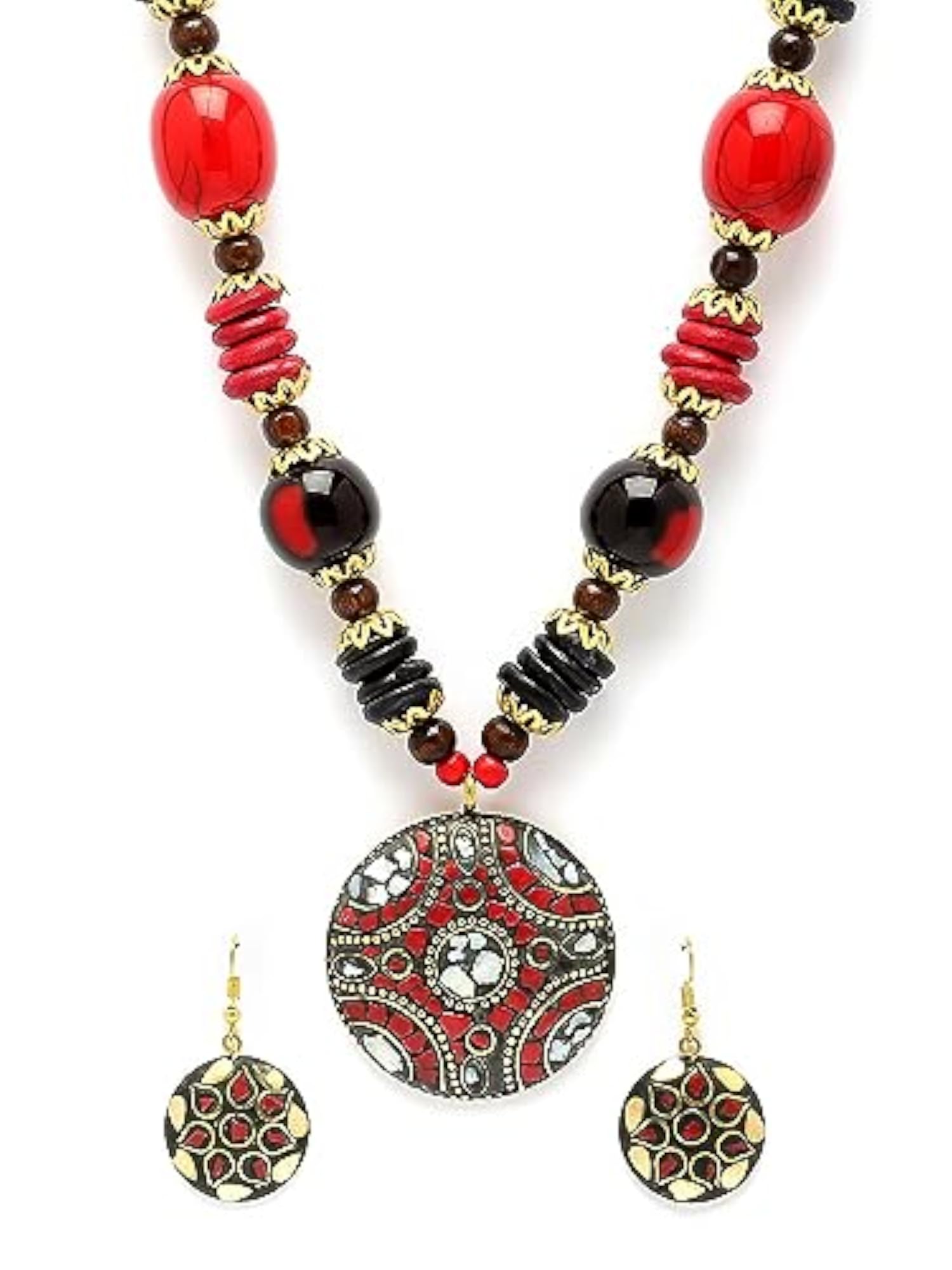 Traditional Tibetan Pendant Necklace Set