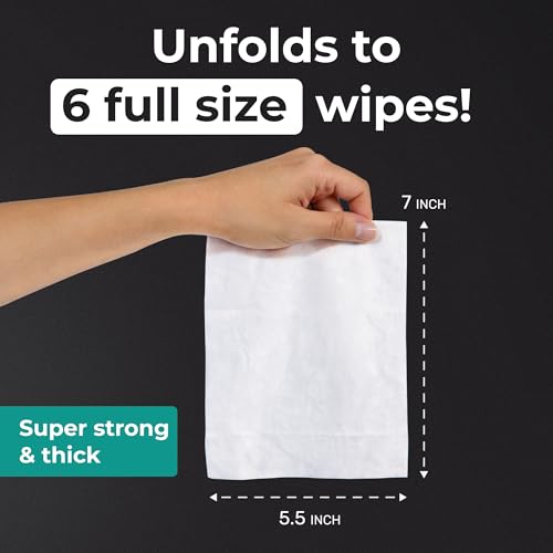 Image of Impossibly Compact Travel Flushable Wipes - 99.5% Water and Aloe - Safe for Sensitive Skin - Travel Essentials for Adults & Kids, Mint, 8 Pack 48 Wipes