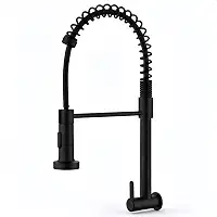 Torneira Gourmet Cozinha de Parede Preta em Inox SOFTINOX 2 Jatos — Torneira Flexível Parede 1/4 de Volta Bica Giratória 360° Metal Preto Fosco