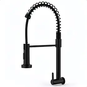Torneira Gourmet Cozinha de Parede Preta em Inox SOFTINOX 2 Jatos — Torneira Flexível Parede 1/4 de Volta Bica Giratória 360° Metal Preto Fosco