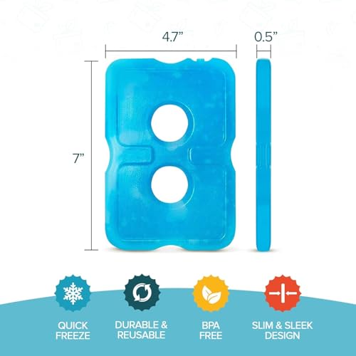 Healthy Packers Ice Packs for Lunch Boxes & Coolers - Freezer Packs - Original Cool Pack | Cooler Accessories for Beach, Camping & Fishing | Slim & Long-Lasting Reusable Ice Pack for Cooler