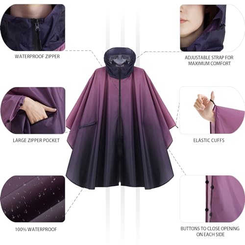 Image of salamra Rain Poncho Jacket - Hooded Waterproof Raincoat with Pocket for Women Men Adults
