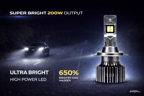 Image of ARZN H4 LED Headlight Bulb 200W - Super Bright 18000LM CANBUS Ready Universal Fit for Car Motorcycle Bike