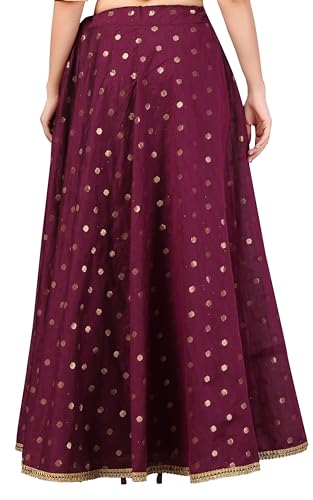Studio Shringaar Women's Polyester Readymade Chanderi Silk Long Skirt Lahenga