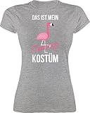 Shirt Damen - Karneval & Fasching - Das ist Mein Flamingo Kostüm - M - Grau meliert - Tshirt m Karneval - L191