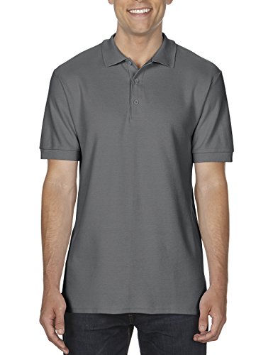 Image of Gildan Men's Polo Shirt Adult Premium Cotton Double Piqué Polo/85800, Plain, Grey (Charcoal 42), L