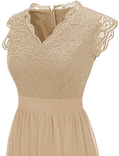 Image of Dressystar Women's V Neck Sleeveless Lace Bridesmaid Dress Wedding Party Gown